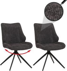 Set di 2 sedie per sala da pranzo HWC-O48, sedia da cucina, girevole a ritorno automatico, tessuto/ceniglia (320g/m²) Oeko-Tex ~ grigio