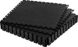 Pavimento in PVC per garage - Piastrelle a incastro 513x513x5 mm - 16 pezzi/4,21 m² - Antiscivolo - Resistente ai carichi pesanti - Struttura a lamiera striata - Per garage e officine - Nero