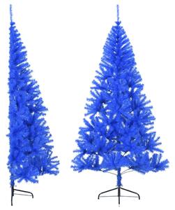 Albero di Natale Artificiale a Metà con Supporto Blu 180 cm PVC