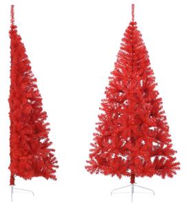 Albero Natale Artificiale a Metà con Supporto Rosso 210 cm PVC