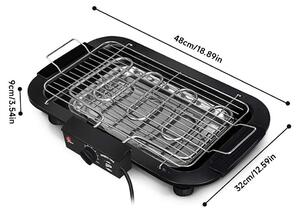 Griglia elettrica da tavolo, per uso interno ed esterno - 1800W, 220V - Controllo della temperatura a 6 livelli, fino a 350°C - Contenitore per il grasso rimovibile - Spina di tipo europeo - Colore: nero