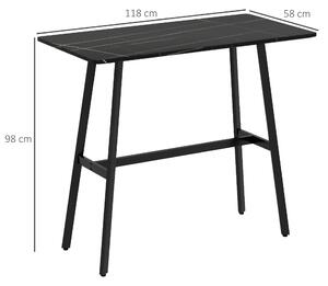 HOMCOM Tavolo da Bar Rettangolare per 4 Persone in MDF e Metallo, 118x58x98 cm, Nero