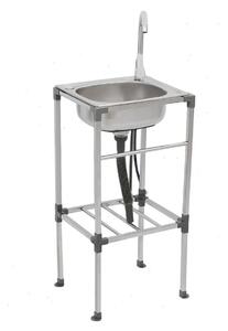 Lavello da appoggio - a vasca singola - acciaio inossidabile - rettangolare - 42×37×83 cm - miscelatore caldo/freddo - portata massima 60 kg - argento