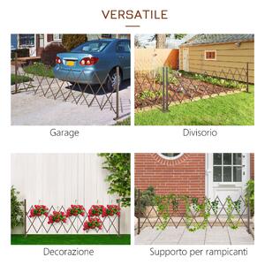 Outsunny Recinzione per cancello a forbice barriera a forbice estensibile 35-300 cm giardino alluminio marrone H103,5 cm