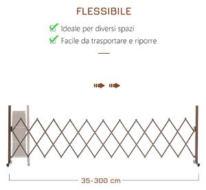 Outsunny Recinzione per cancello a forbice barriera a forbice estensibile 35-300 cm giardino alluminio marrone H103,5 cm