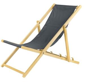 Set di 2 sedie a sdraio pieghevoli in legno, colore grigio, con sistema di sicurezza; sedia pieghevole, sdraio da spiaggia, sdraio da giardino, sdraio