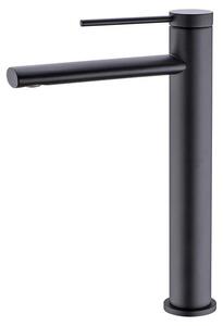Rubinetteria per bagno - Rubinetto per lavabo - Miscelatore monocomando - Montaggio a foro singolo - Acqua calda e fredda - Ottone - Cartuccia in Vetroceramica - Nero opaco