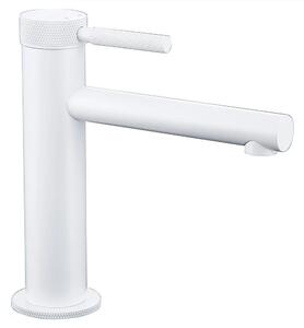 Miscelatore per lavabo - Rubinetto da bagno - Design rotondo - Installazione monoblocco - Miscelatore monocomando - Acqua calda e fredda - Montaggio a incasso - Ottone - Bianco lucido