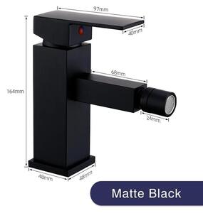 Rubinetto per bidet da montare sul lavabo - Miscelatore per bidet da bagno - Ugello rotante a 360° - Miscelatore monocomando - Acqua calda e fredda - Montaggio monoblocco - Ottone - Finitura nera opaca