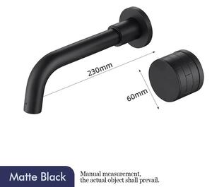 Miscelatore per lavabo da bagno - Montaggio a parete, incasso - Installazione a scomparsa - Monocomando - Acqua calda e fredda - Acciaio inossidabile spazzolato - Nero opaco