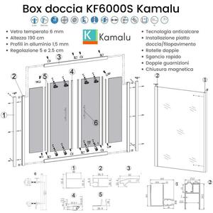 Cabina doccia 70x180 cm scorrevole vetro satinato + fisso | KF6000S - KAMALU