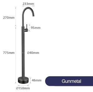 Miscelatore per vasca da bagno freestanding, modello 9000, in ottone, monocomando, con bocchetta girevole a 360°, per acqua calda e fredda, colore grigio gunmetal