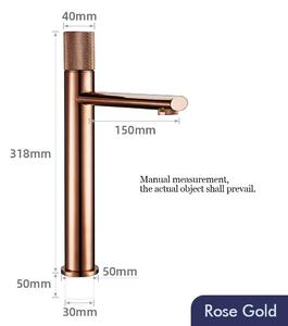 Miscelatore monocomando per lavabo, ideale per il bagno, con rubinetto per acqua calda e fredda, dotato di cartuccia in Vetroceramica, montaggio a incasso, attacco G1/2, finitura rosa oro