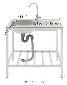 Lavabo da appoggio, rubinetto orientabile a 360°, ripiano, argento