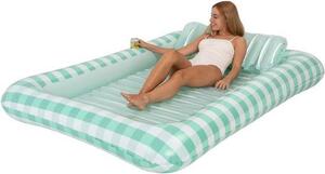 Materasso gonfiabile – Materasso da piscina con schienale – Materasso gonfiabile per adulti – Materasso gonfiabile da piscina con portabicchieri