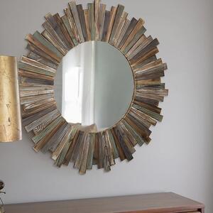 Specchio da parete Sunburst Ø90 cm Cornice in legno shabby colorata rustica