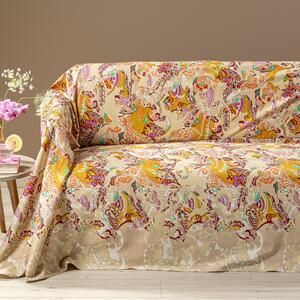 Telo Arredo Copridivano Grandecor SINGOLO Laos ORO Cotone Caleffi