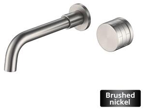 Miscelatore per lavabo da montare a parete - Miscelatore monocomando - Acqua calda e fredda - Montaggio a due fori - Acciaio inossidabile - Finitura in nichel spazzolato