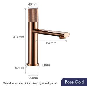 Miscelatore per lavabo - Rubinetto da bagno - Manopola scanalata - Miscelatore monocomando - Acqua calda/fredda - Cartuccia in Vetroceramica - Montaggio a incasso G9/16 - Finitura rosa oro