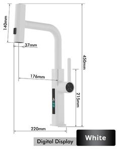 Miscelatore per lavello da cucina – Miscelatore estraibile – Montaggio monoblocco – Miscelatore termostatico per acqua fredda/calda – Miscelatore monocomando – Getto a pioggia e getto aerato – Bianco