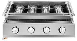Barbecue a gas con 4 bruciatori, in acciaio inossidabile, con altezza regolabile, per uso esterno