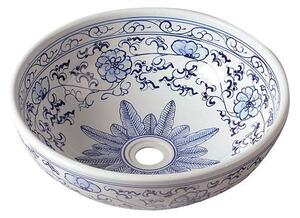 Lavabo rotondo bianco/blu in ceramica ø 41 cm Priori – Sapho