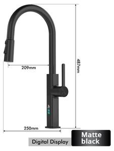 Miscelatore per lavello da cucina – Miscelatore estraibile – Girevole a 360° – Miscelatore monocomando per acqua calda e fredda – Montaggio a foro singolo – Ottone – Nero opaco