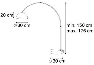 Lampada ad arco moderna cromata con paralume bianco - Arc Basic
