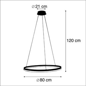 Lampada a sospensione ad anello di design nera 80cm con LED e dimmer - Anello
