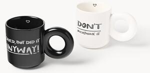 Set di 2 tazze impilabili in porcellana con motivo decorativo Tutti
