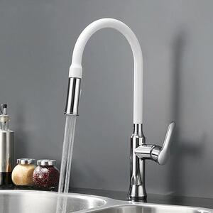 Miscelatore per cucina - Rubinetto estraibile - Termostato - Filtro a risparmio idrico - Bocchetta girevole - Miscelatore monocomando - Finitura cromata - Bianco