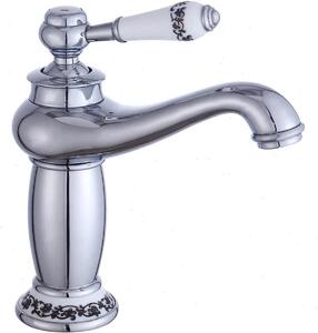 Rubinetteria per bagno - Miscelatore per lavabo - Montaggio a colonna - Acqua calda e fredda - Miscelatore monocomando - Design classico - Corpo in rame con valvola in ottone - Attacco G3/8 - Argento