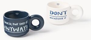 Set di 2 tazze impilabili in porcellana con motivo decorativo Tutti