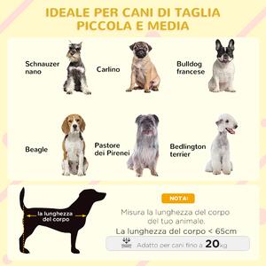Pawhut Casetta per Cani con Terrazza Scaletta e Finestra 121x77x78cm Grigio chiaro
