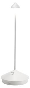 Lampada a led da tavolo Pina Pro Bianca ricaricabile e dimmerabile senza fili Zafferano CCT 2200-2700-3000K IP54 Batteria da 12h
