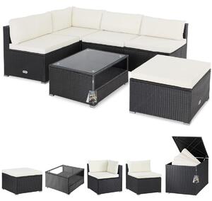 CASARIA® Lounge Tavolo da Giardino Set Polyrattan Mobili da Esterno Inclusi Cuscini 318L Gruppo di Seduta Terrazza Balcone Salottino Outdoor