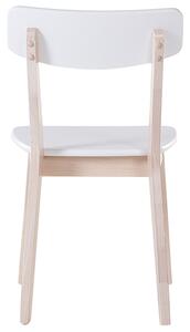 Set di 2 sedie da pranzo bianche con gambe in legno chiaro in stile retrò moderno Beliani