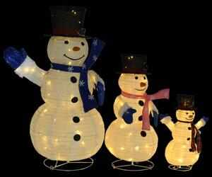 Figure Decorative Famiglia di Pupazzi di Neve LED Tessuto Lusso