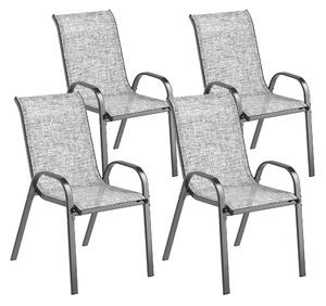 Outsunny Set 4 Sedie da Giardino Impilabili con Braccioli Curvi, in Acciaio e Tessuto Traspirante, 54x71x93 cm, Grigio | Aosom Italy