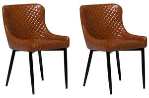 Set di 2 sedie da pranzo con rivestimento in ecopelle marrone stile eclettico glamour Beliani