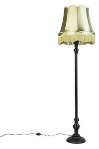 Lampada da terra intelligente nera con paralume Granny verde incl. Wifi A60 - Classico