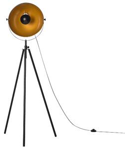Lampada da Terra Nera con Metallo dorato 170 cm Base Treppiede Paralume Orientabile Design Industriale Beliani