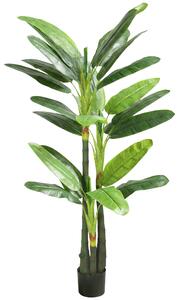 HOMCOM Albero di Banano Artificiale Pianta Finta con 18 Foglie, 180 cm, Verde | Aosom Italy