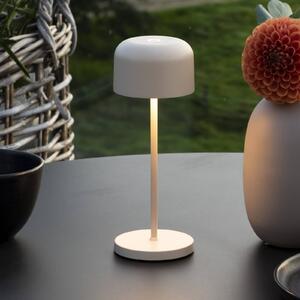 Konstsmide Lampada LED da tavolo ricaricabile Lille, altezza 20 cm, color sabbia, IP54, USB dimmerabile, Crema / Ambra, Soggiorno / Sala da pranzo, Alluminio, Moderno