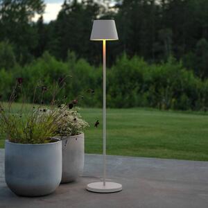 Konstsmide Lampada LED da pavimento ricaricabile Pomezia, bianca, 124 cm, IP54, USB dimmerabile, Bianco / Opale, Soggiorno / Sala da pranzo, Alluminio, Moderno