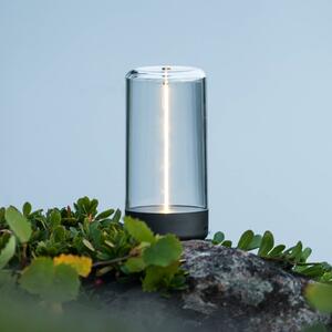 Konstsmide Lampada da tavolo LED ricaricabile Edison, altezza 15 cm, grigio/trasparente, dimmerabile, Chiaro / Trasparente, Soggiorno / Sala da pranzo, Plastica, Moderno