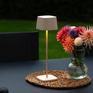 Konstsmide Lampada da tavolo LED ricaricabile Capri, altezza 36 cm, color sabbia, IP54 dimmerabile, Crema / Ambra, Soggiorno / Sala da pranzo, Alluminio, Moderno