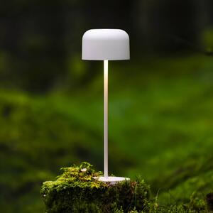 Konstsmide Lampada LED da tavolo ricaricabile Lille, altezza 36 cm, bianca, IP54, USB dimmerabile, Bianco / Opale, Soggiorno / Sala da pranzo, Alluminio, Moderno