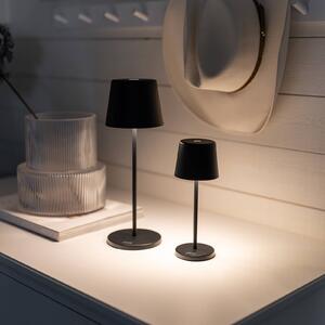 Konstsmide Lampada da tavolo LED ricaricabile Vence, altezza 22 cm, nera, IP54, USB dimmerabile, Nero, Soggiorno / Sala da pranzo, Alluminio, Moderno