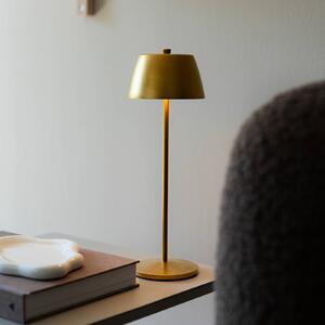 Konstsmide Lampada da tavolo LED ricaricabile Eze, oro opaco, 32 cm, IP54, USB dimmerabile, Ottone / Oro, Soggiorno / Sala da pranzo, Alluminio, Moderno